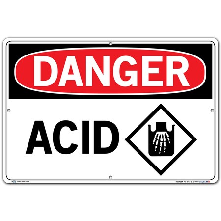 Vestil Aluminum Sign, 12-1/2" H, 18-1/2" W, Rectangle, English, SI-D-67-D-AL-080 SI-D-67-D-AL-080